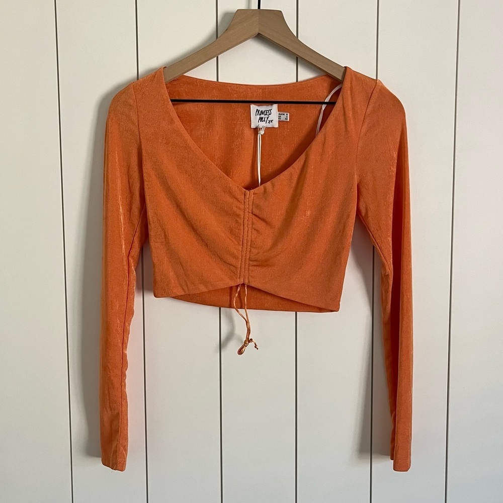 Princess Polly Cinched Orange Long Sleeve Top